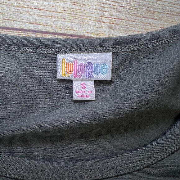 LuLaRoe Nicole Dress Small Olive Green Scoop Neck Fit Flare Skater Dress - Picture 7 of 9